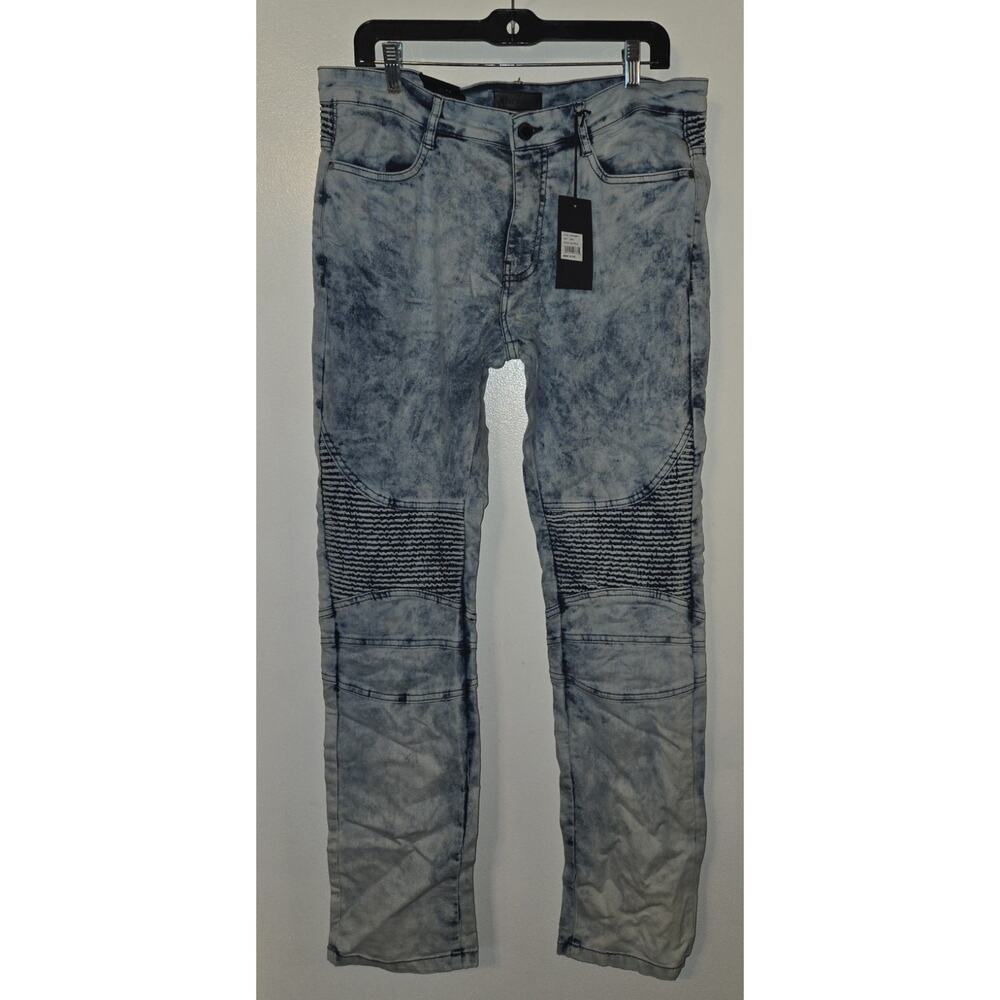 New With Tag Steve's Jeans Mens Size 32x32 Light Blue Stretch Skinny Double Knee